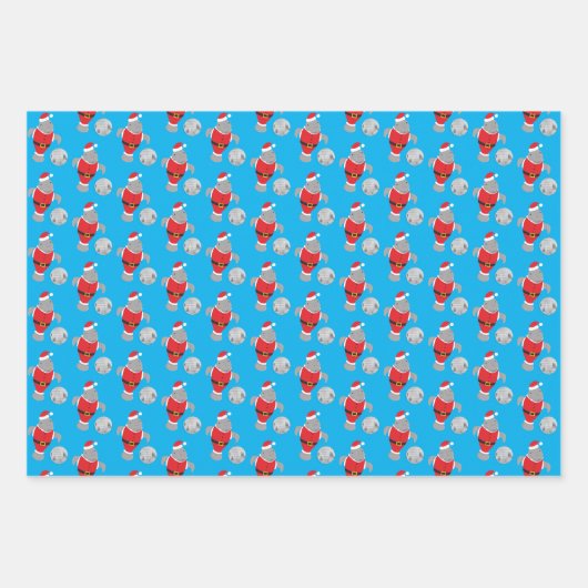 Disco Ball Santa Manatee Animal Kerstmis Inpakpapier Vel (Voorkant)