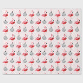 Disco Ball Santa Pink Flamingo Kerstmis Cadeaupapier (Vlak)