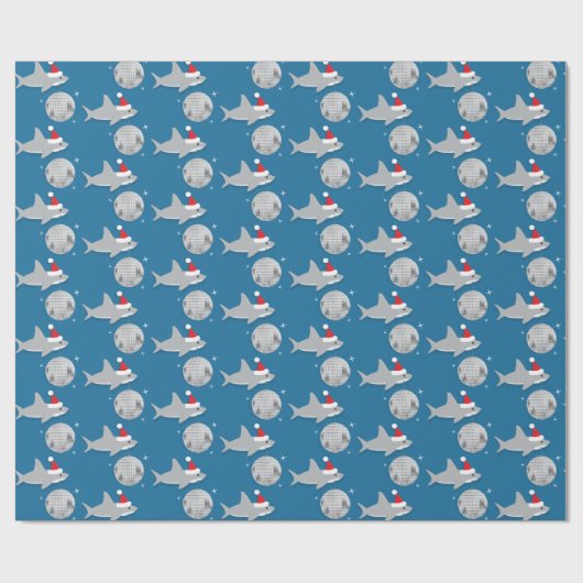 Disco Ball Shark Santa Ha kerstinpakpapier Cadeaupapier (Vlak)