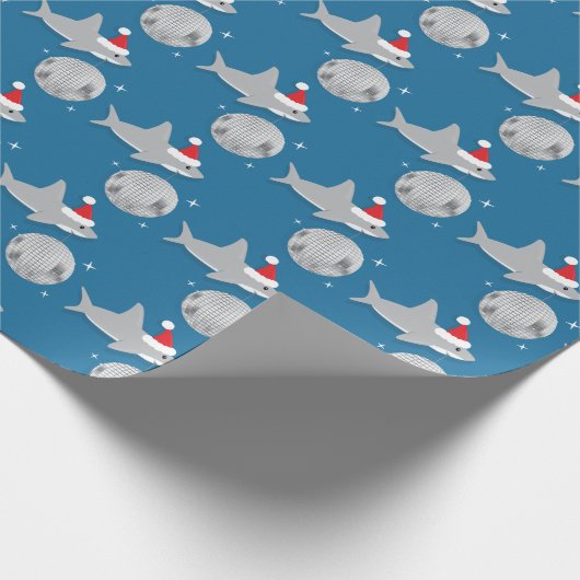 Disco Ball Shark Santa Ha kerstinpakpapier Cadeaupapier (Hoek)
