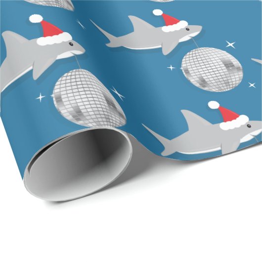 Disco Ball Shark Santa Ha kerstinpakpapier Cadeaupapier (Rol Hoek)