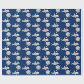 Disco Ball Shark Santa Hat Kerstmis Cadeaupapier (Vlak)