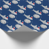 Disco Ball Shark Santa Hat Kerstmis Cadeaupapier (Hoek)