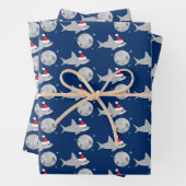 Disco Ball Shark Santa Hat Kerstmis Inpakpapier Vel (In situ)