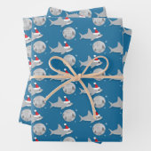 Disco Ball Shark Santa Hat Kerstmis Inpakpapier Vel (In situ)