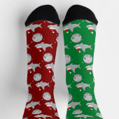 Disco Ball Shark Santa Hat Kerstmis Sokken (Top)