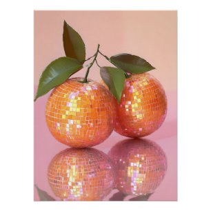 Disco Ball Sinaasappels Muurprint Perfect Poster