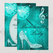 Disco Ball Sparkle Heels Blauwgroen Bachelorette P Kaart (Voorkant / Achterkant)