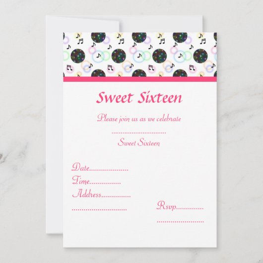 DISCO BALL SWEET 16 PARTY INVITATION KAART (Voorkant)