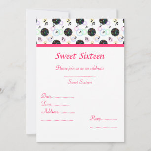 DISCO BALL SWEET 16 PARTY INVITATION KAART