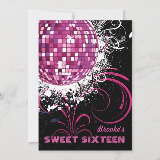 Disco Ball - Sweet 16-uitnodiging Kaart (Voorkant)