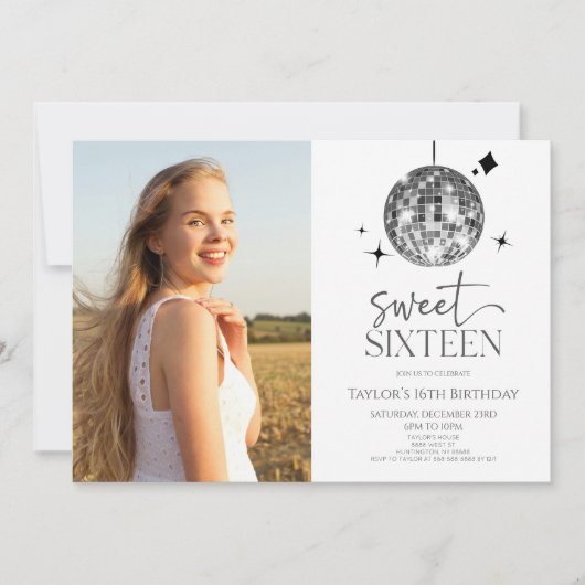Disco Ball Sweet Zestien 16e Verjaardagsfeestje Kaart (Voorkant)