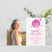 Disco Ball Sweet Zestien 16e Verjaardagsfeestje Kaart (Staand voorkant)