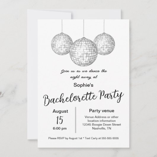 Disco Ball thema vrijgezellenfeest Kaart (Voorkant)