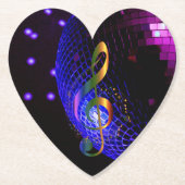 Disco Ball Treble Clef Kartonnen Onderzetters (Voorkant)