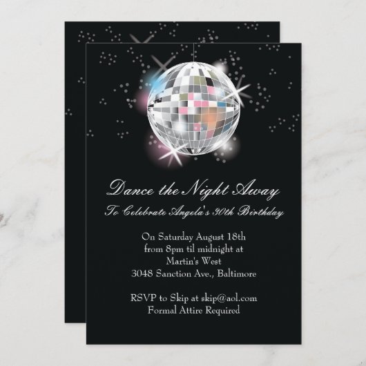 Disco Ball-uitnodigingen Kaart (Voorkant / Achterkant)