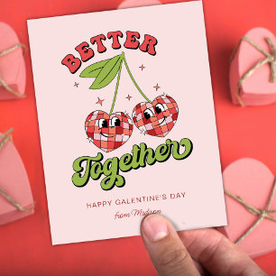 Disco Ball Valentijnse Cherry Beter bij elkaar Briefkaart