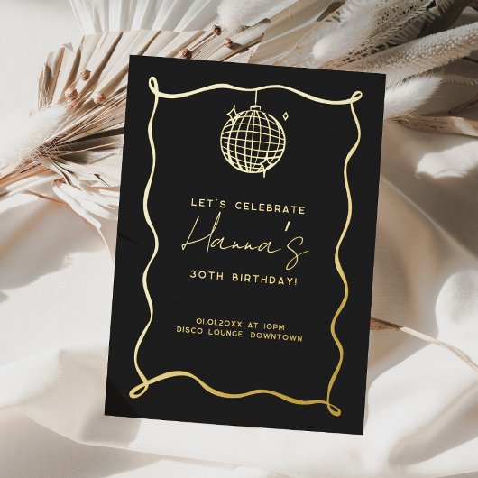 Disco Ball Verjaardag Folie Uitnodiging