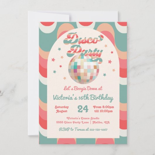 Disco Ball Verjaardag Retro Dance Party Kaart (Voorkant)