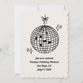 Disco Ball Verjaardagsfeestje Weekend Uitnodiging