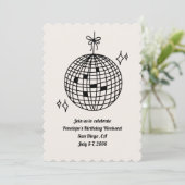 Disco Ball Verjaardagsfeestje Weekend Uitnodiging (Staand voorkant)