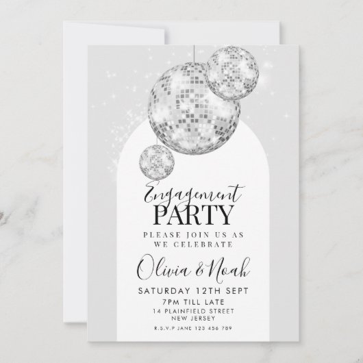 Disco Ball Verlovingsfeest Kaart (Voorkant)