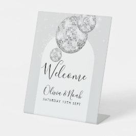 Disco Ball Verlovingsfeest Reclamebord Met Voetstuk