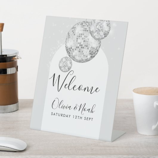 Disco Ball Verlovingsfeest Reclamebord Met Voetstuk (Insitu)