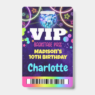 Disco Ball VIP Backstage Pass Verjaardag Lanyard Badge