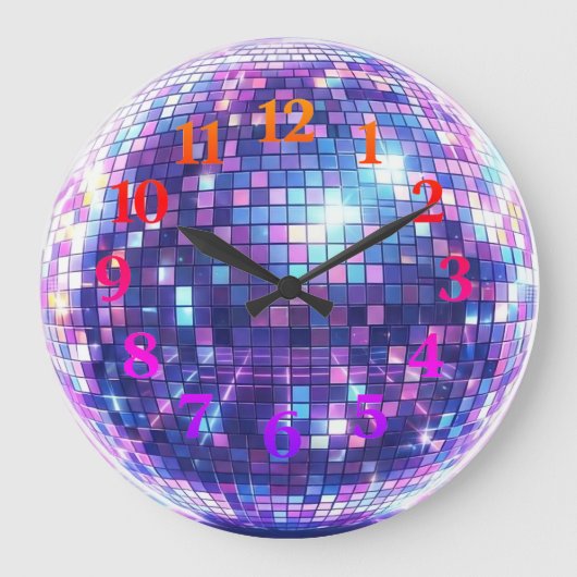 Disco Ball Wall Clock | Customizable  Grote Klok (Voorkant)