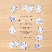 Disco Ball Waterverf Verjaardagsfeest Acryl Uitnodigingen (Voorkant)