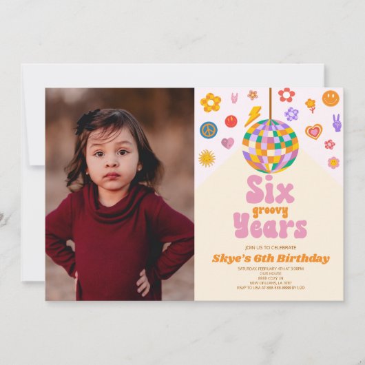 Disco Ball Zes Groovy Jaren 6e Verjaardagsfeest Kaart (Voorkant)