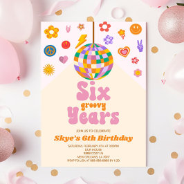 Disco Ball Zes Groovy Jaren 6e Verjaardagsfeest Kaart