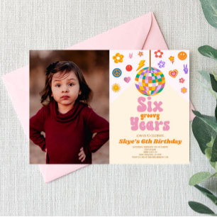 Disco Ball Zes Groovy Jaren 6e Verjaardagsfeest Kaart