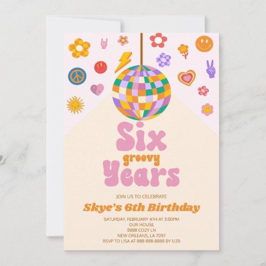 Disco Ball Zes Groovy Jaren 6e Verjaardagsfeest Kaart (Voorkant)