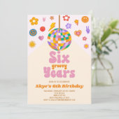 Disco Ball Zes Groovy Jaren 6e Verjaardagsfeest Kaart (Staand voorkant)