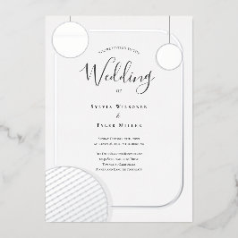 Disco Ball Zilveren Retro Bruiloft Folie Uitnodiging