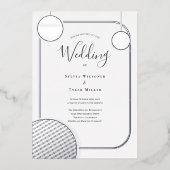 Disco Ball Zilveren Retro Bruiloft Folie Uitnodiging (Voorkant)