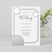 Disco Ball Zilveren Retro Bruiloft Folie Uitnodiging (Staand Voorkant)