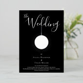 Disco Ball Zwart Zilveren Bruiloft Folie Uitnodiging (Staand Voorkant)