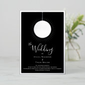 Disco Ball Zwart Zilveren Bruiloft Folie Uitnodiging (Staand Voorkant)