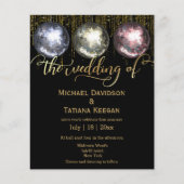 disco ballen glitters gouden trouwuitnodiging (Voorkant)