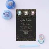 disco ballen zwart goud chic trouwkaart flyer (Enkel)