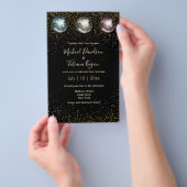 disco ballen zwarte goudbruinktuitnodiging flyer (Hand)