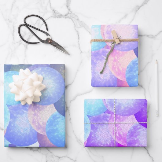 Disco-balletjes in pastelregenboogkleuren - 3D-opt Inpakpapier Vel (Voorkant)