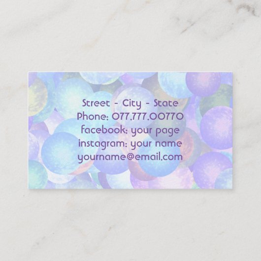 Disco-balletjes in pastelregenboogkleuren - 3D-opt Visitekaartje (Achterkant)