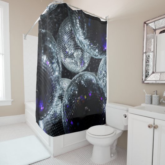 Disco Balls: Donkere feestsfeer Douchegordijn (In situ)