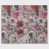 Disco Balls! Schedels en Rozen Cadeaupapier (Vlak)
