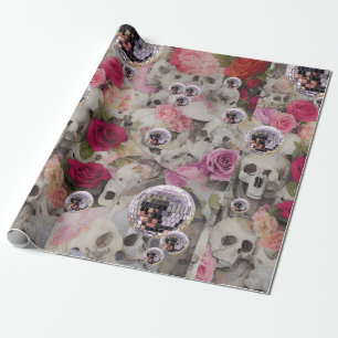 Disco Balls! Schedels en Rozen Cadeaupapier