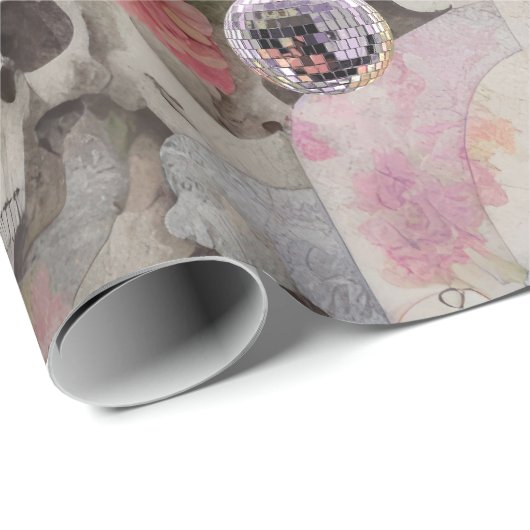 Disco Balls! Schedels en Rozen Cadeaupapier (Rol Hoek)